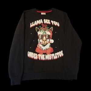 Festive Black Llama Sweater